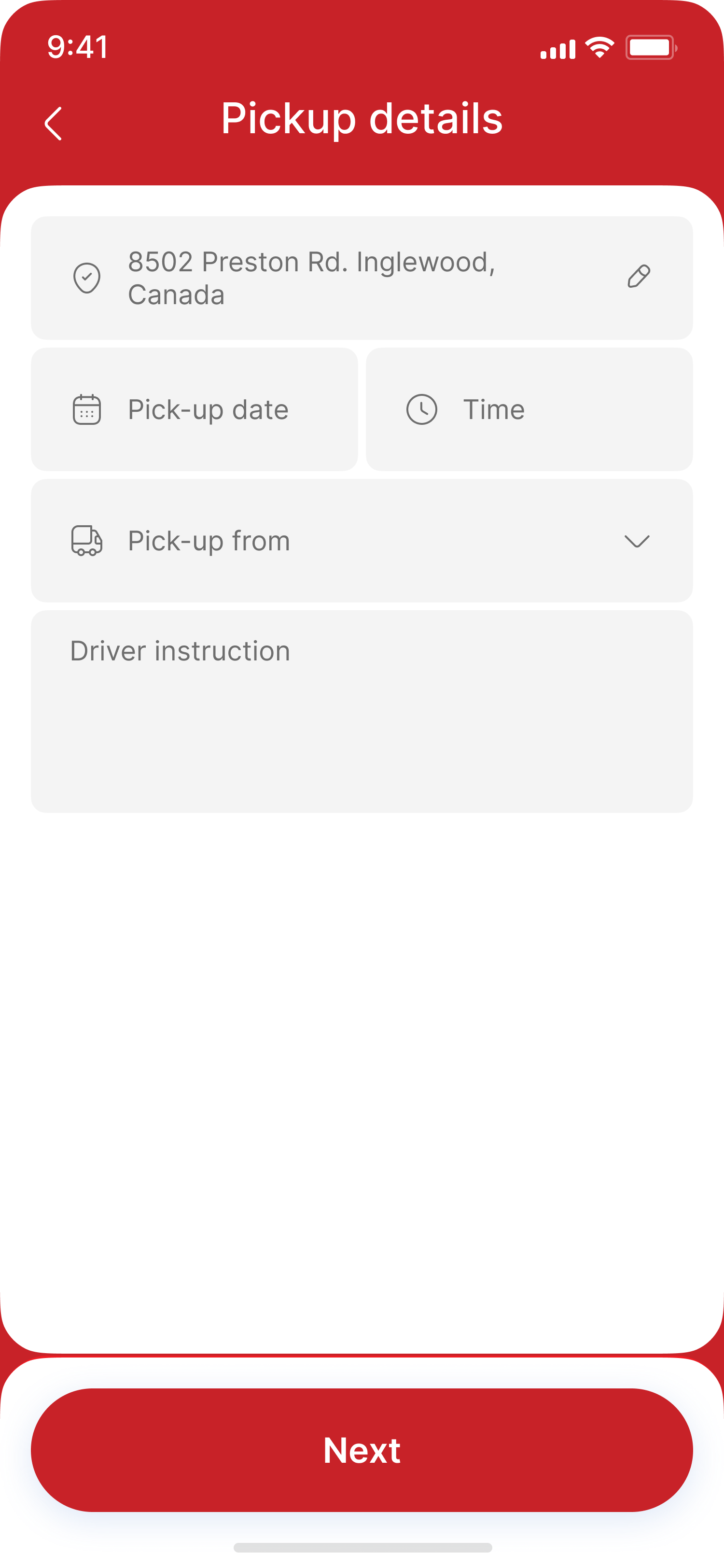 Pickup details