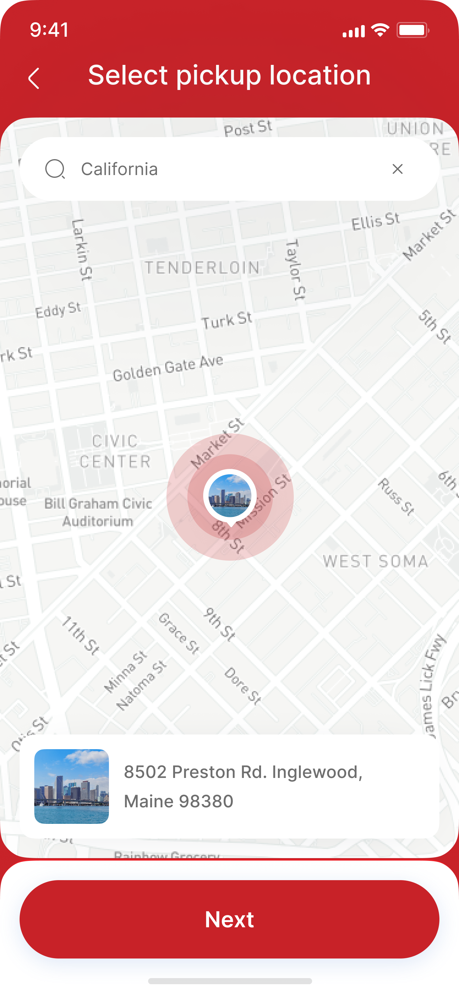 Select pickup location copy