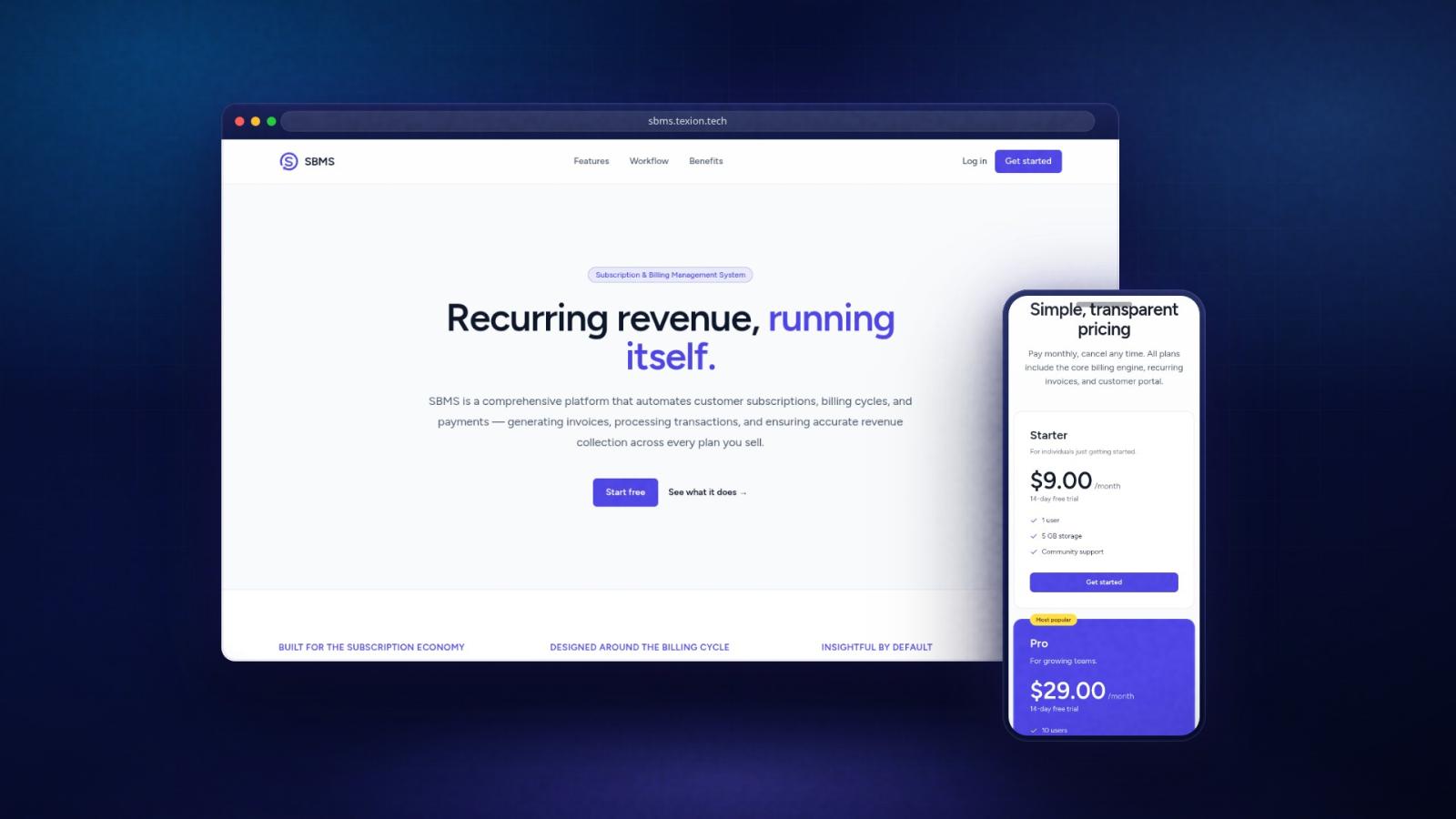SBMS — subscription billing, invoicing and payment recovery