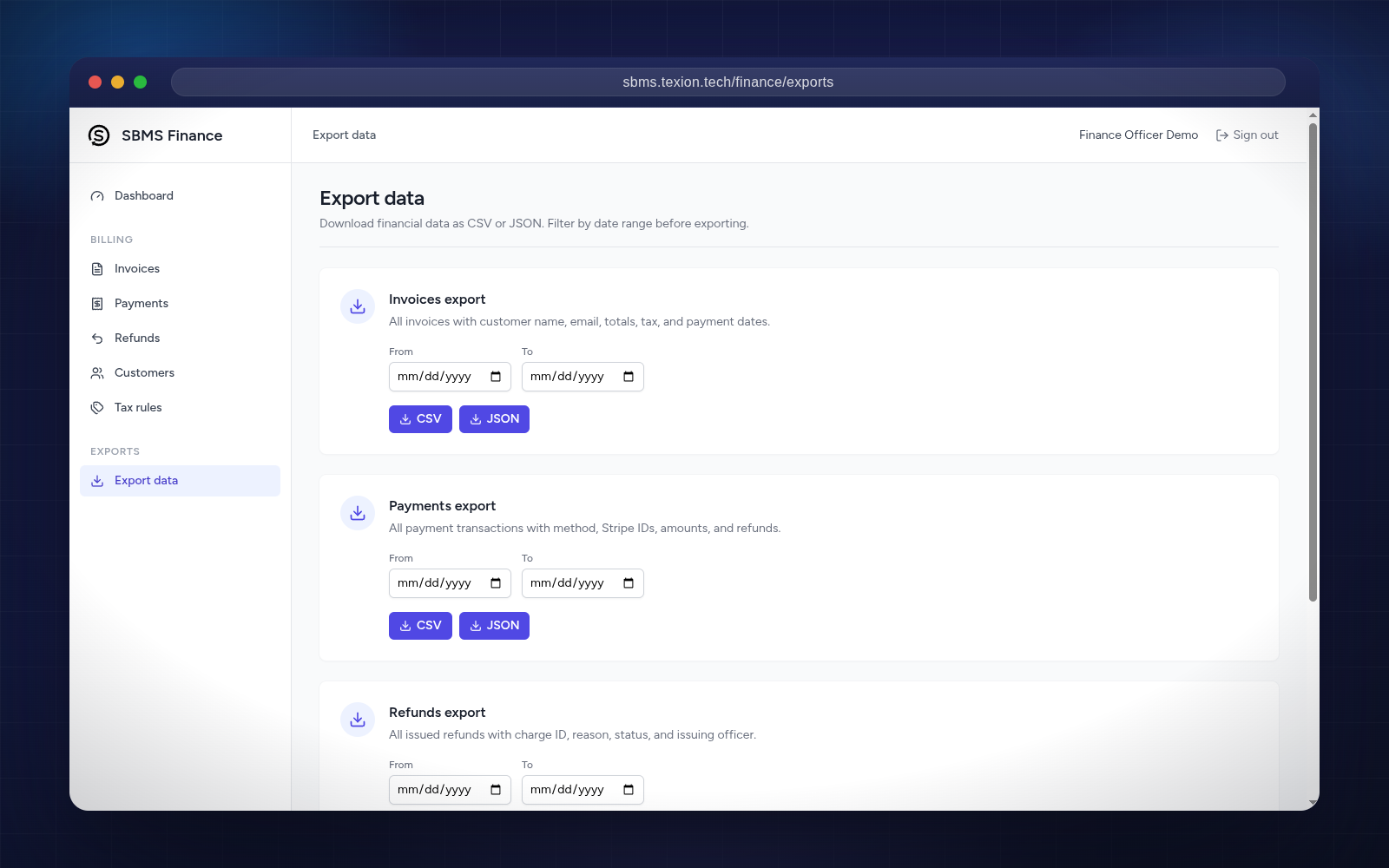 finance-data-exports